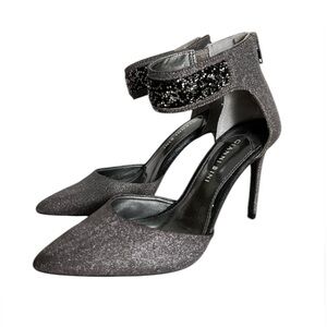 Gianni Bini Metallic Ankle Strap Stiletto Dressy Heels Glittery Shimmer 6